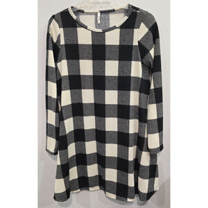 Beeson River Women's Size XL - B&W Checkered Long Sleeve Dress NWOT